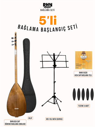 RHN Kısa Sap Öğrenci Bağlama (OBGL08) Başlangıç Seti (Bağlama + Nota Sehpası + Kılıf + Tezene + Yedek Tel)