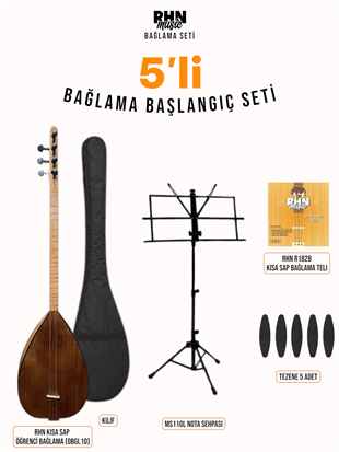 RHN Kısa Sap Öğrenci Bağlama (OBGL10) Başlangıç Seti (Bağlama + Nota Sehpası + Kılıf + Tezene + Yedek Tel)