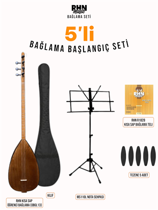 RHN Kısa Sap Öğrenci Bağlama (OBGL13) Başlangıç Seti (Bağlama + Nota Sehpası + Kılıf + Tezene + Yedek Tel)