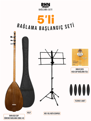 RHN Kısa Sap Öğrenci Bağlama (OBGL14) Başlangıç Seti (Bağlama + Nota Sehpası + Kılıf + Tezene + Yedek Tel)