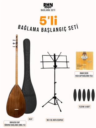 RHN Kısa Sap Öğrenci Bağlama (OBGL15) Bundle Seti (Bağlama + Nota Sehpası + Kılıf + Tezene + Yedek Tel)