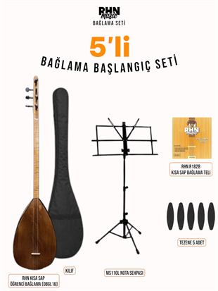 RHN Kısa Sap Öğrenci Bağlama (OBGL16) Bundle Seti (Bağlama + Nota Sehpası + Kılıf + Tezene + Yedek Tel)