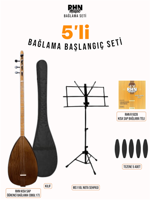 RHN Kısa Sap Öğrenci Bağlama (OBGL17) Bundle Seti (Bağlama + Nota Sehpası + Kılıf + Tezene + Yedek Tel)