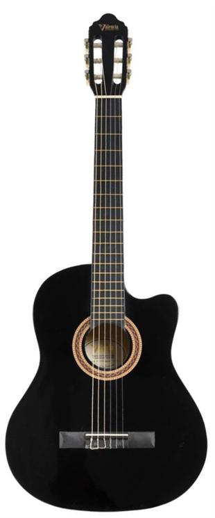 Valencia VC104TCBK Klasik Gitar Siyah Cutaway Sap Çelikli 4/4