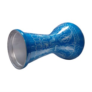 VD Darbuka Desenli Mavi 22 cm 8 Vidalı Alüminyum