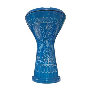 VD Darbuka Desenli Mavi 22 cm 8 Vidalı Alüminyum