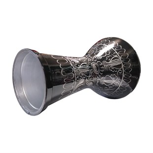 VD Darbuka Desenli Siyah 22 cm 8 Vidalı Alüminyum