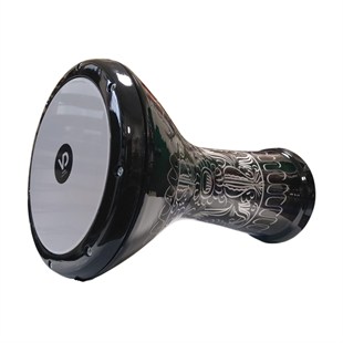 VD Darbuka Desenli Siyah 22 cm 8 Vidalı Alüminyum