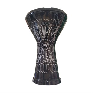 VD Darbuka Desenli Siyah 22 cm 8 Vidalı Alüminyum