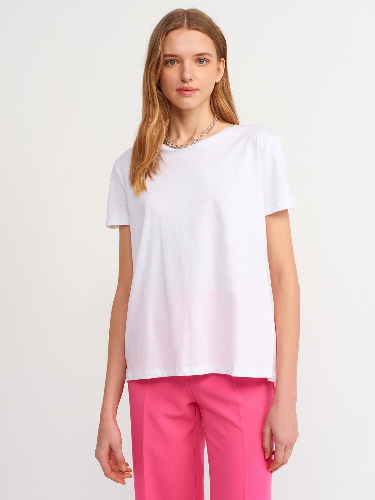 Dilvin Kadın Bisiklet Yaka Basic T-shirt - 3471 - Dilvin - 101A03471