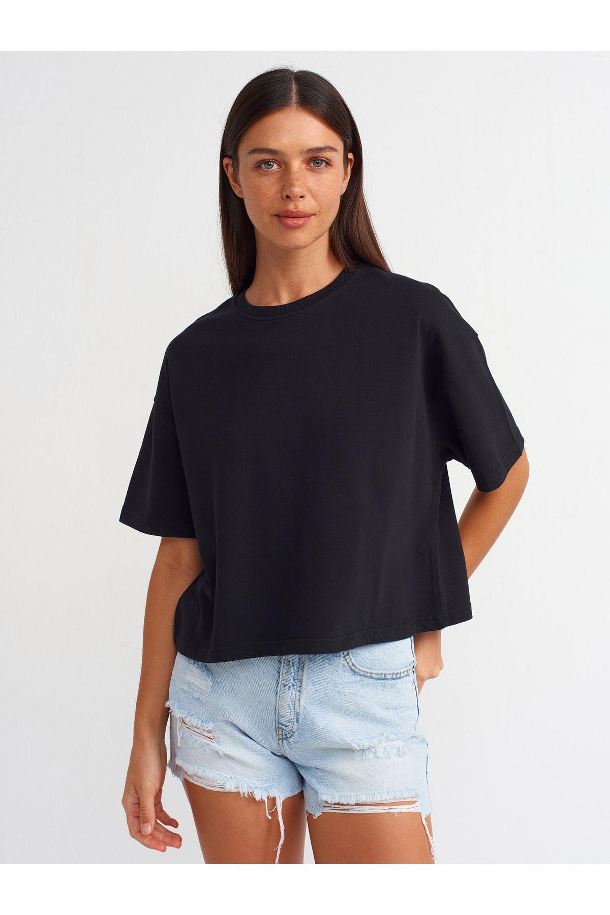 Dilvin Kadın Kısa Kollu Pamuklu Oversize T-shirt - 31017 - Dilvin - 101A31017