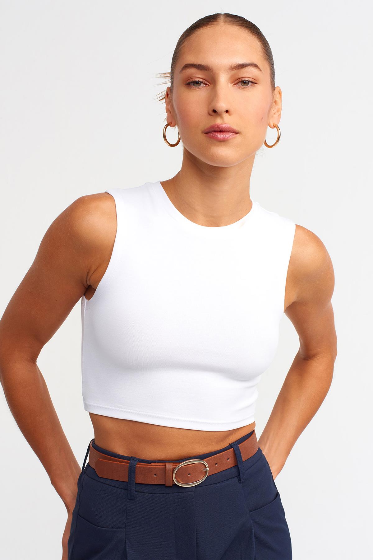 Dilvin Kadın Pamuklu Crop Top T-shirt - 30125 - diğer - 30125
