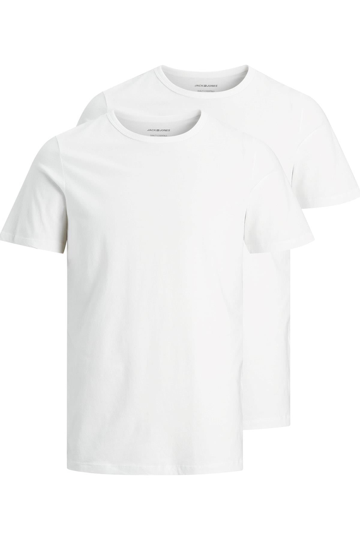Jack & Jones Erkek 2li Paket Bisiklet Yaka Beyaz Tshirt - 12133913 - Jack & Jones - TYC00091494984
