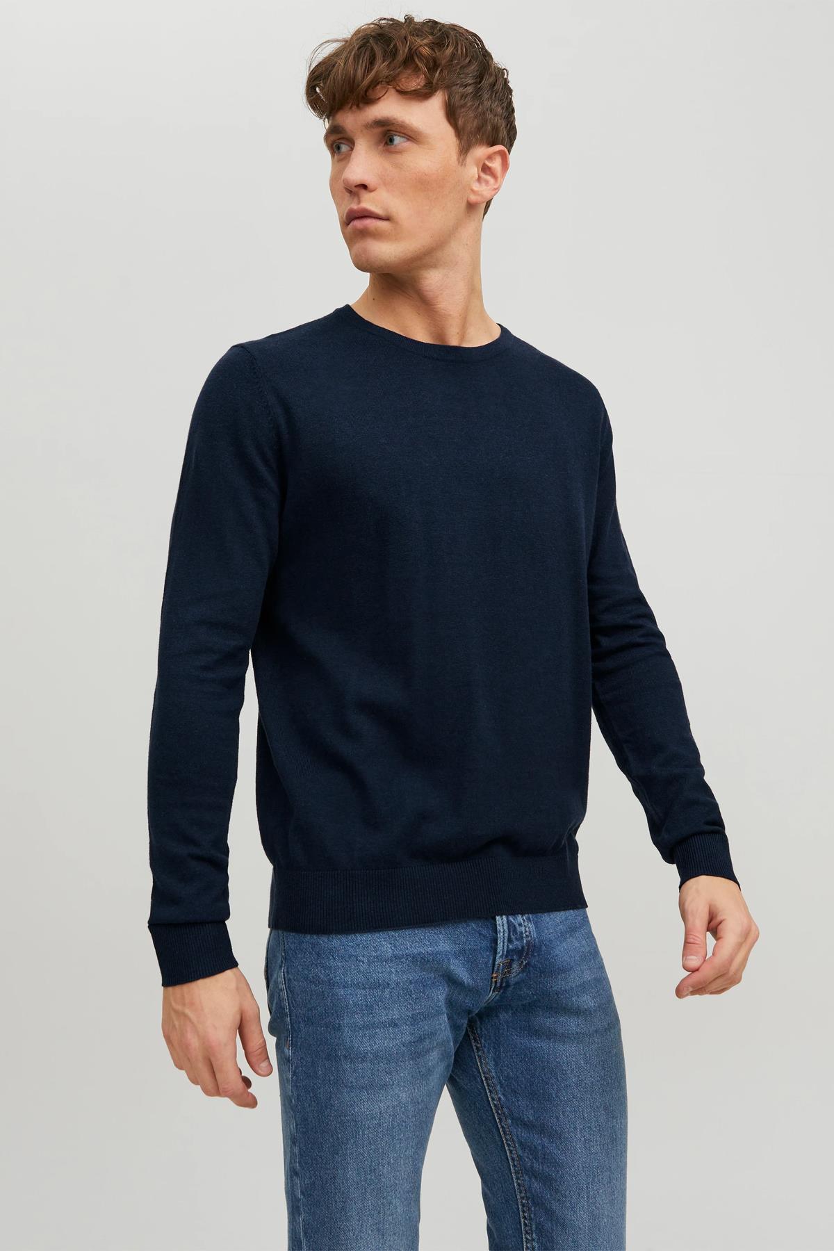 Jack & Jones Erkek Basic İnce Lacivert Triko Kazak - 12208364 - Jack & Jones - L-12208364