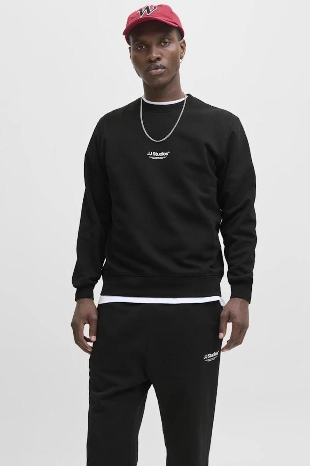 Jack & Jones Erkek Basic Sweat Crew Neck Bisiklet Yaka Siyah Sweatshirt-12278791 - Jack & Jones - 12278791