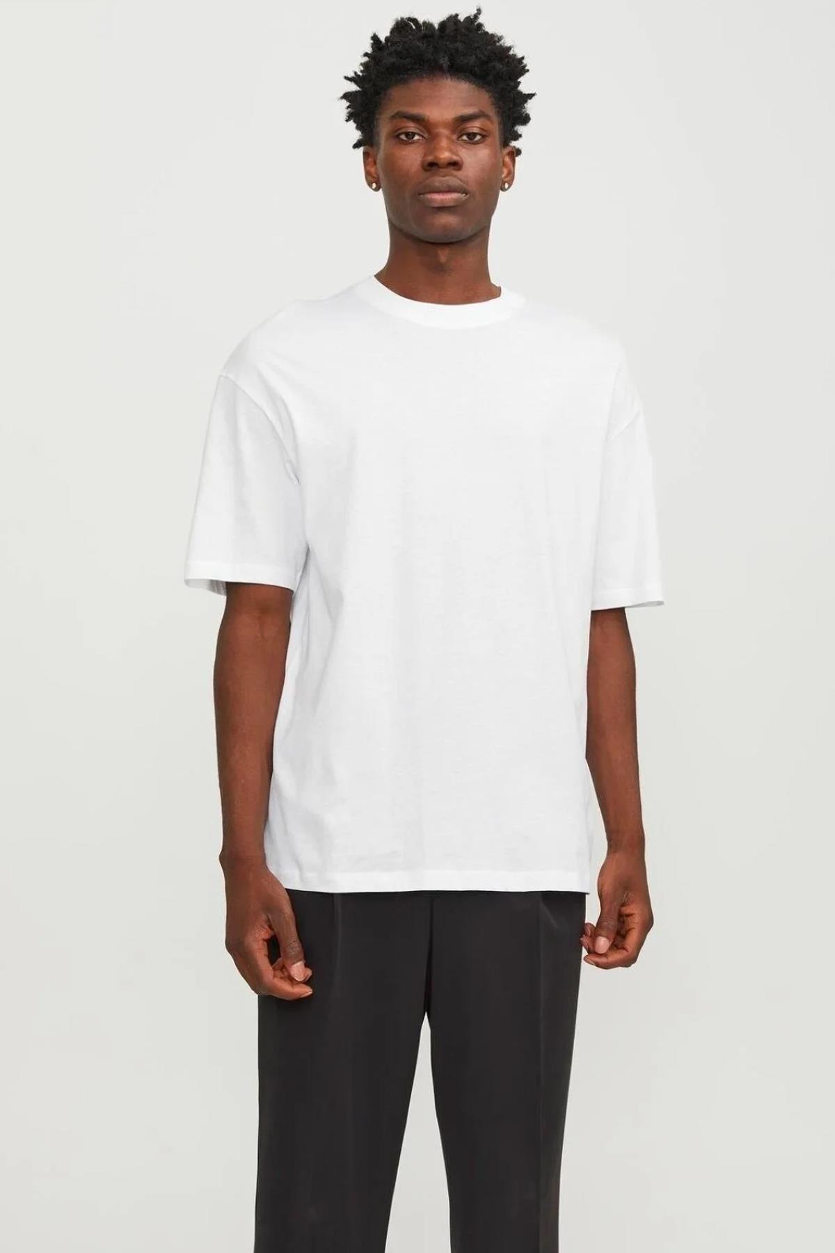 Jack & Jones Erkek Bradley Beyaz Oversize T-shirt - 12249319 - Jack & Jones - 4-12249319