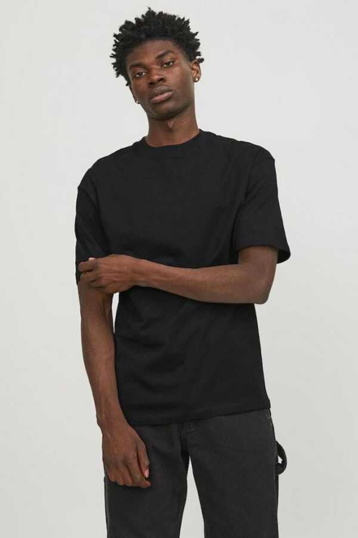 Jack & Jones Erkek Bradley Siyah Oversize T-shirt - 12249319 - Jack & Jones - 12249319