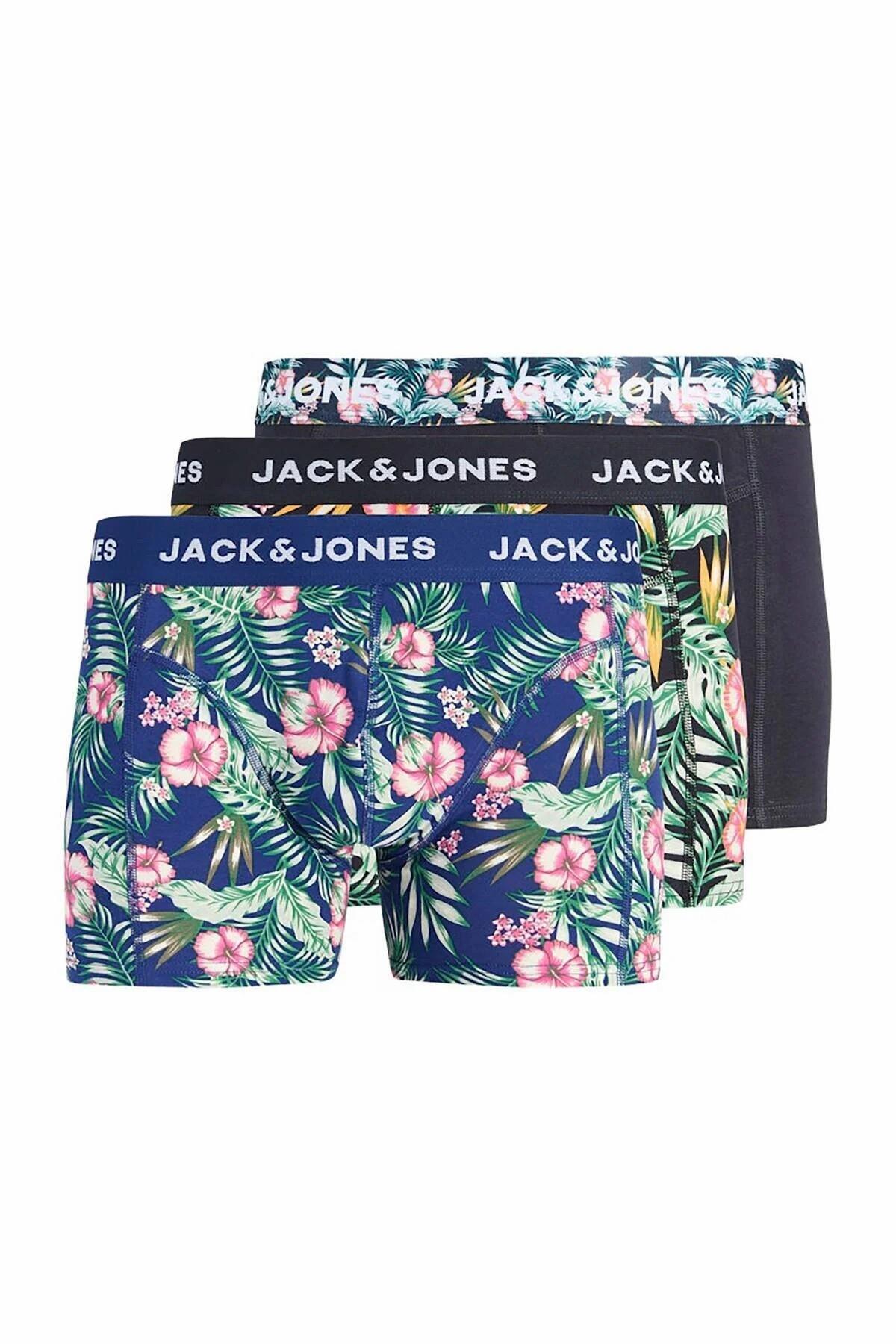 Jack & Jones Erkek Çiçek Desenli 3'Lü Paket Boxer - 12295180 - Jack & Jones - 12295180-DN