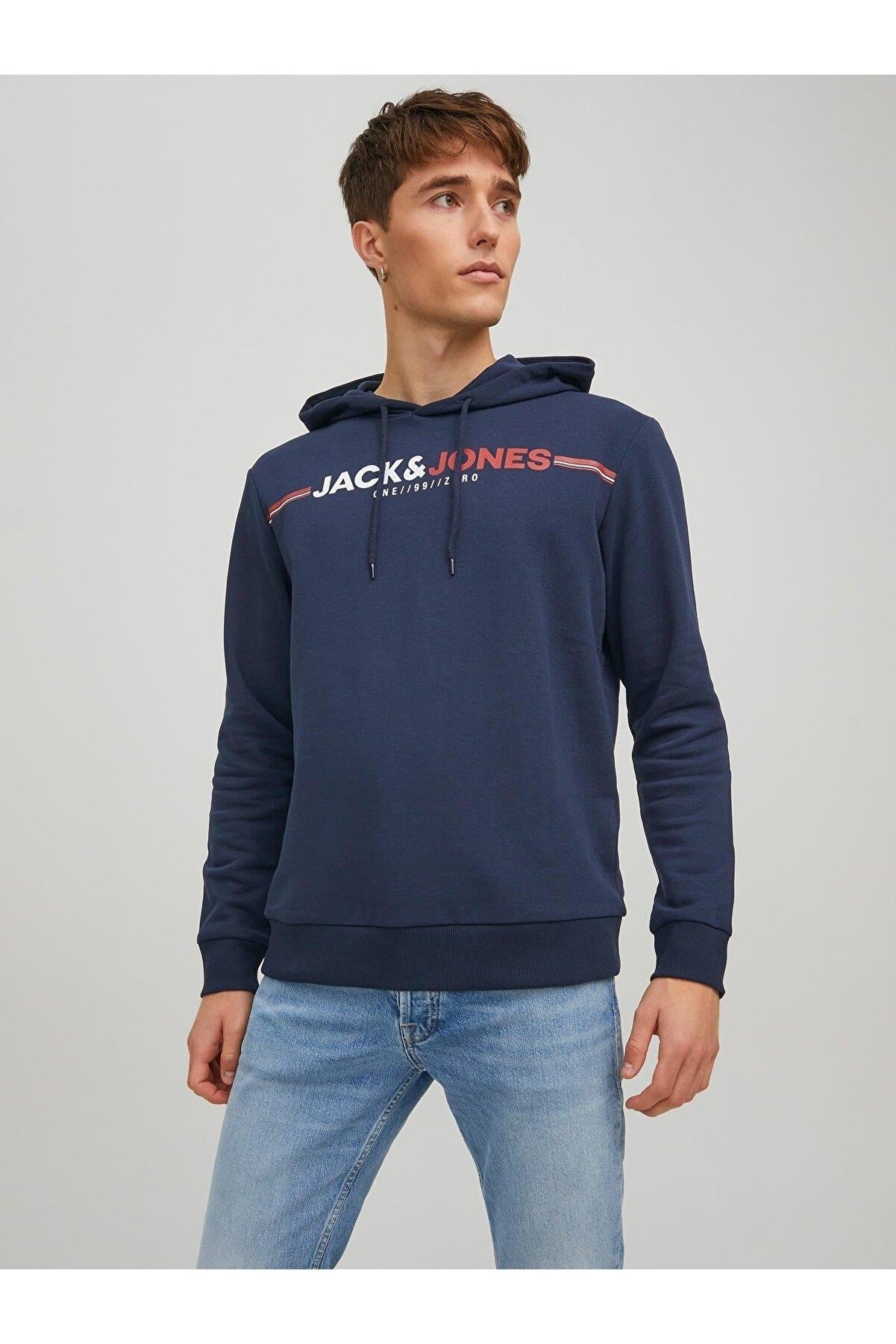 Jack & Jones Erkek Fit Kapüşonlu Sweatshirt Frederik - 12219814-02 - Jack & Jones - 12219814