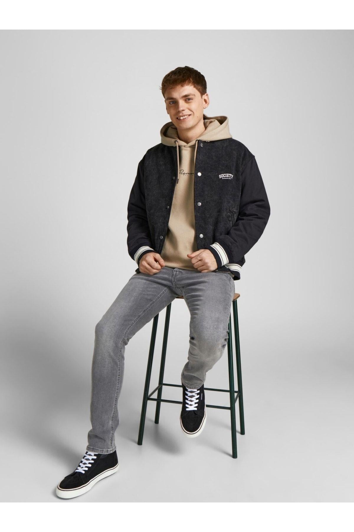 Jack & Jones Erkek Gri Slim Fit Jeans JJIGLENN JJORIGINAL MF 039 -12184474  - Jack & Jones - 12184474