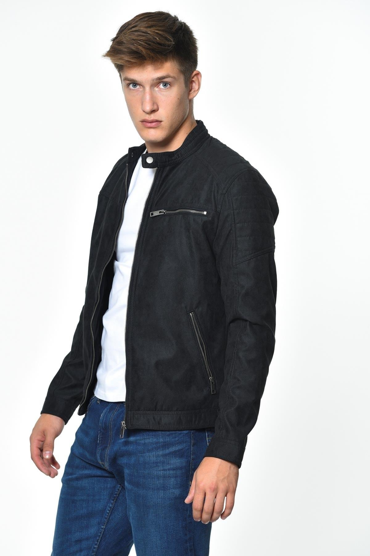 Jack & Jones Erkek Günlük Deri Ceket Jcorocky 12147218 - Jack & Jones - 12147218