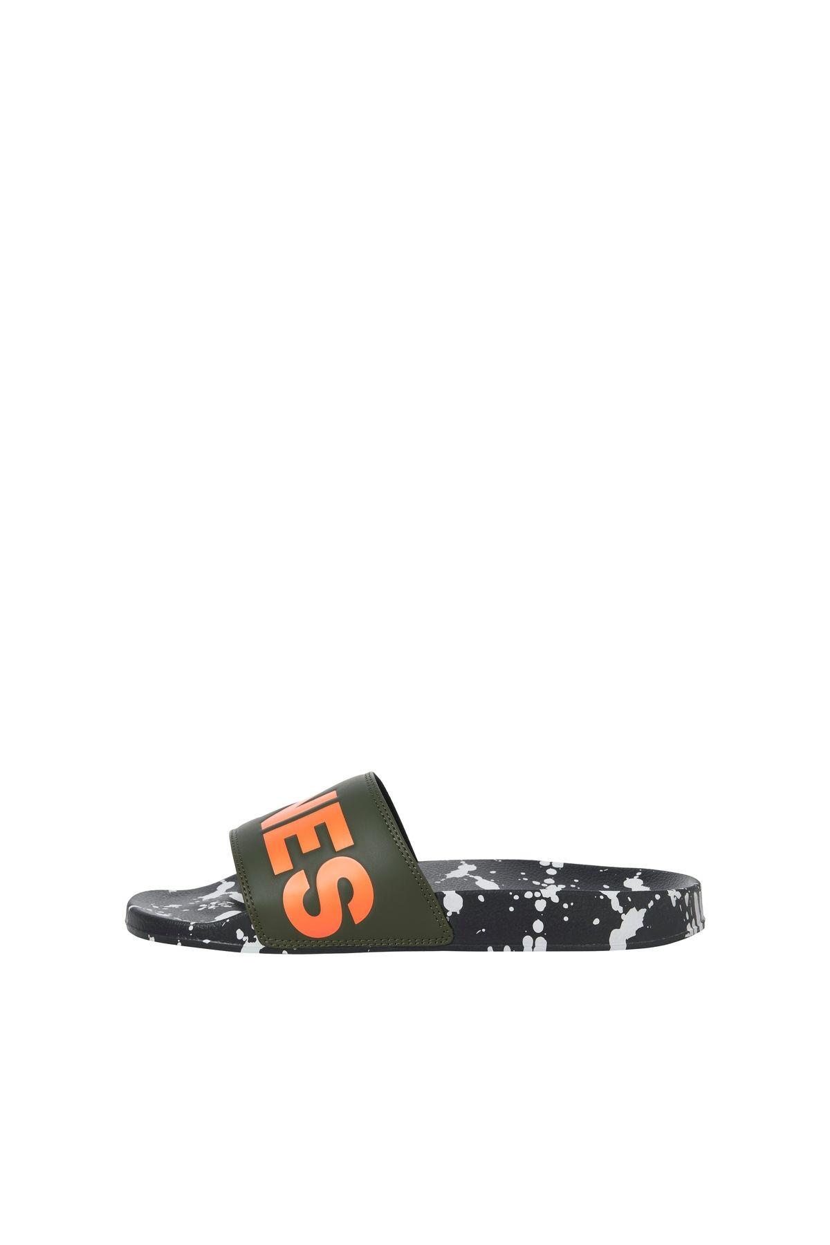 Jack & Jones Erkek Jfwhyde Splatter Slider Yeşil Terlik - 12270975 - Jack & Jones - 12270975-2
