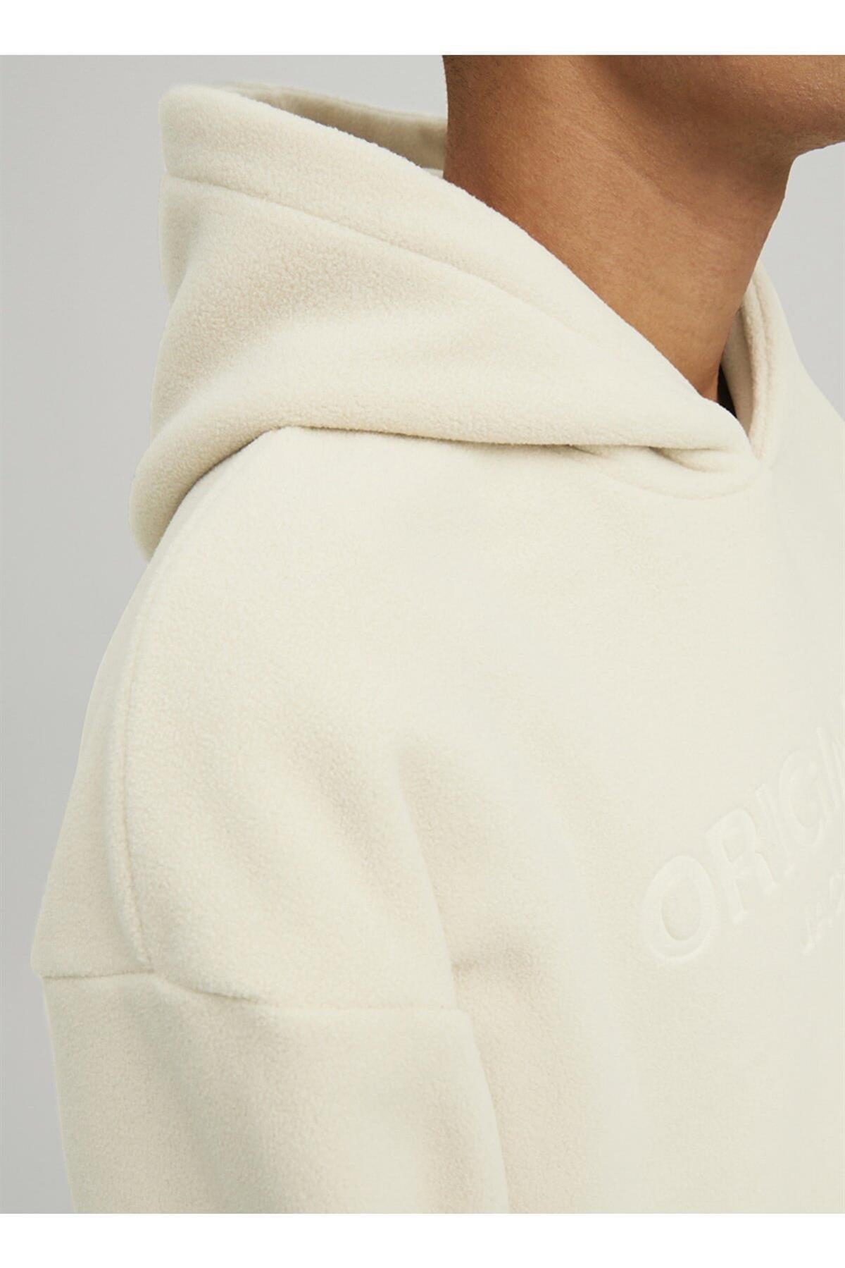 Jack & Jones Erkek Kapüşon Yaka Bej Sweatshirt 12216573 - Jack & Jones - 5002930502