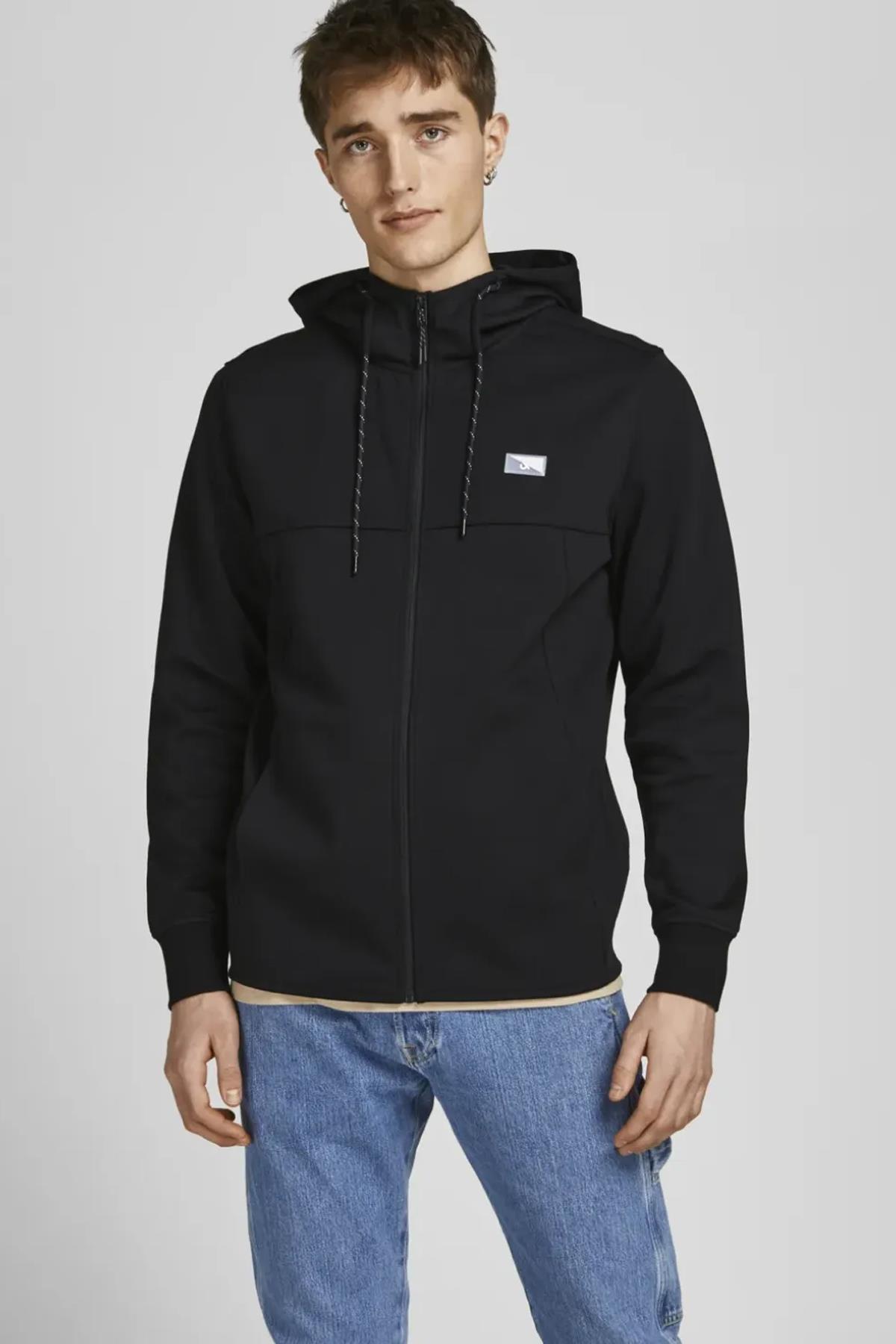 Jack & Jones Erkek Kapüşonlu Fermuarlı Sweatshirt - 12204926 - Jack & Jones - 12204926