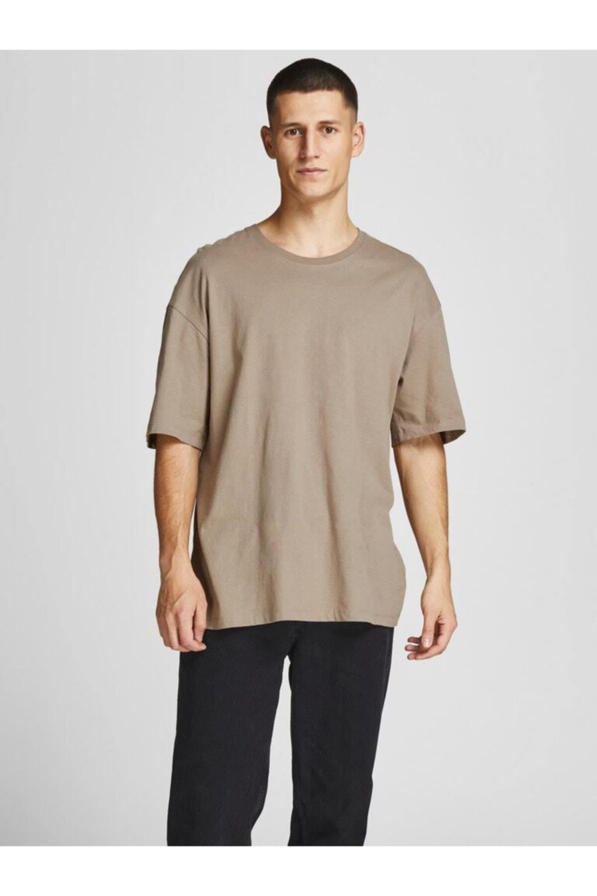 Jack & Jones Erkek Rahat Kalıp Oversize T-shirt - 12185628 - Jack & Jones - 12185628-Fungi