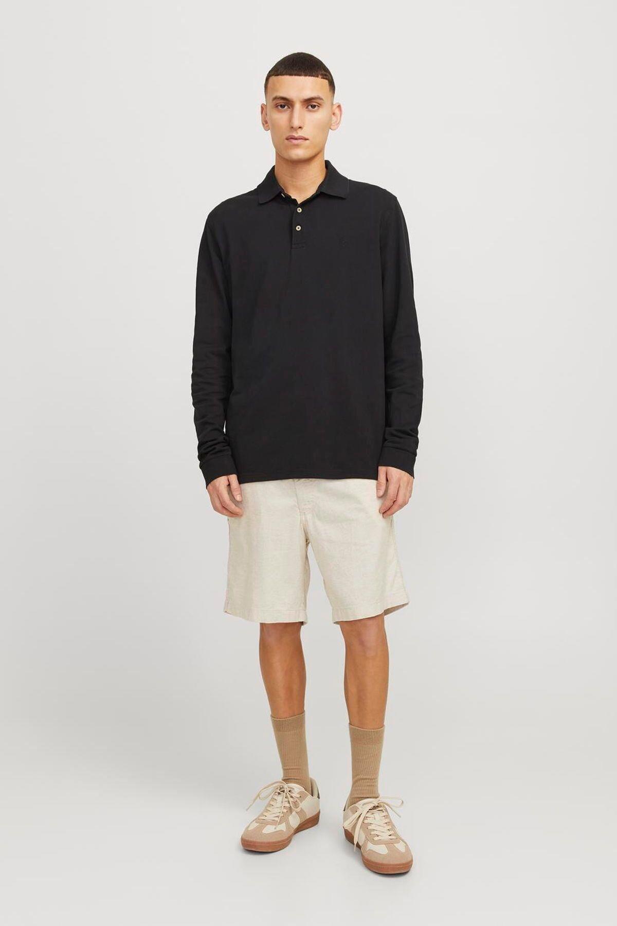 Jack & Jones Erkek Relaxed Fit Keten Karışımlı Bej Şort - 12274968 - Jack & Jones - 12274968-1