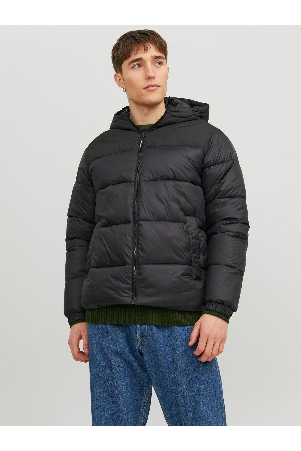 Jack & Jones Erkek Rüzgar Geçirmez Kapüşonlu Puffer Mont - 12235859 - Jack & Jones - 12235859