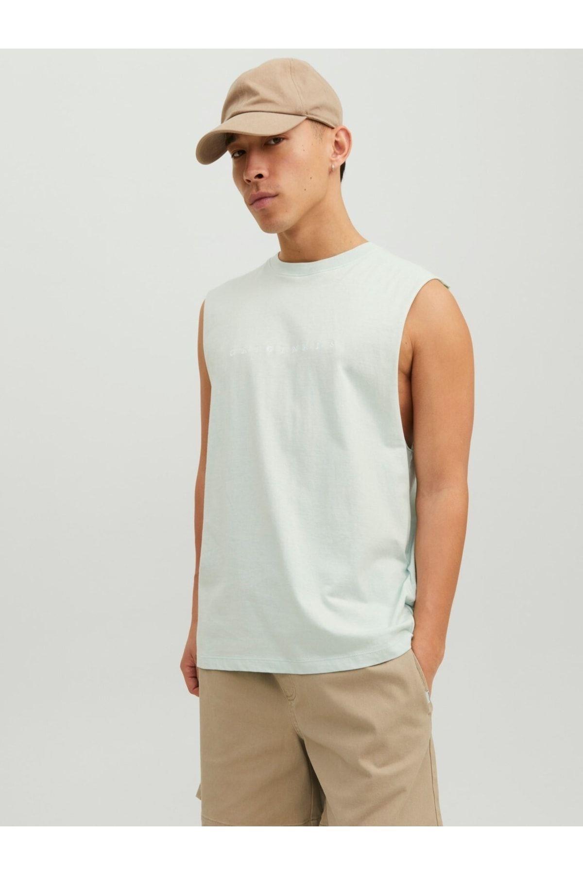 Jack & Jones Kolsuz Atlet Mint Erkek Pamuklu T-shirt- 12210016 - Jack & Jones - TYC00781821328