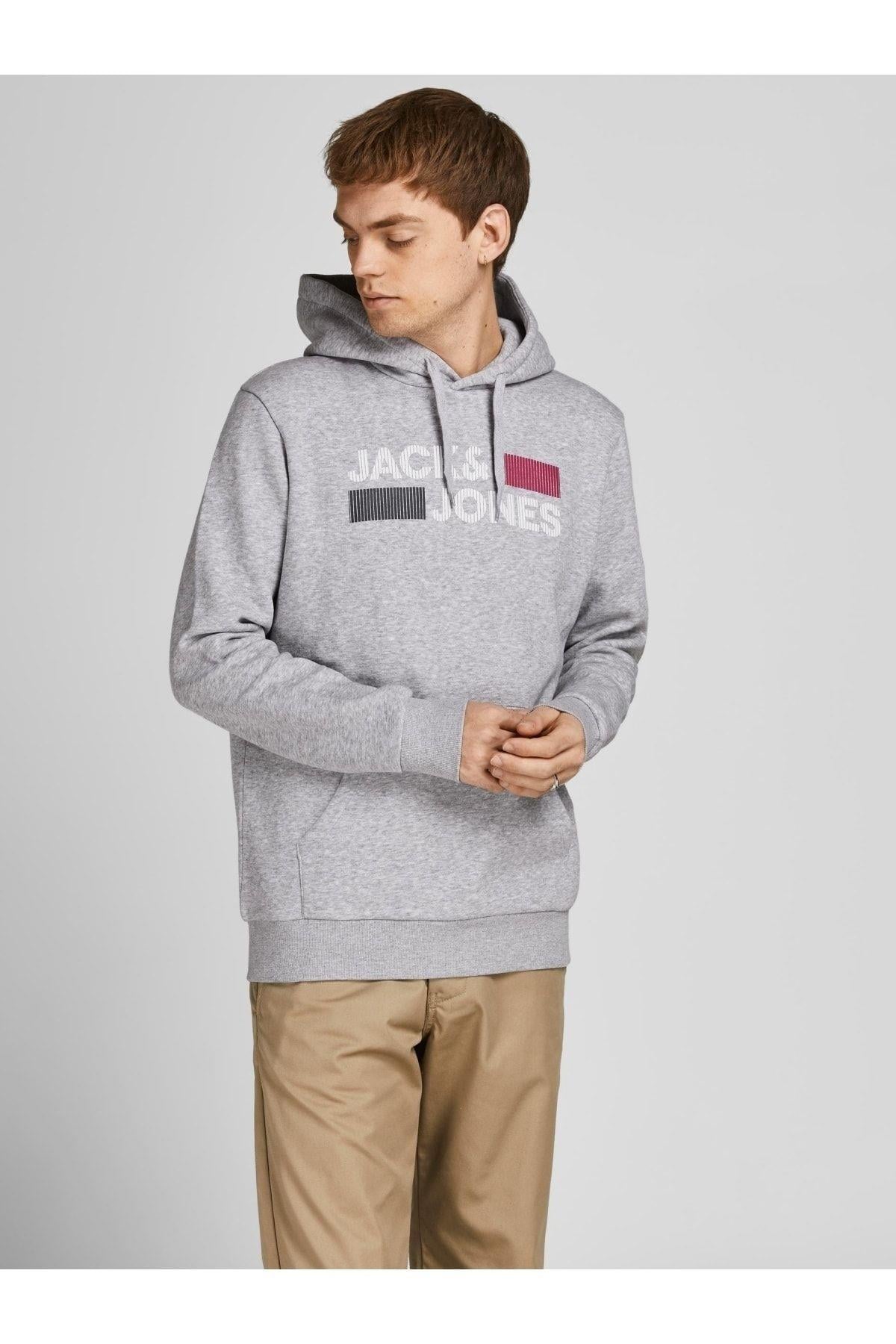Jack & Jones Logolu Erkek Kapüşonlu Sweatshirt - 12152840 - Jack & Jones - 12152840