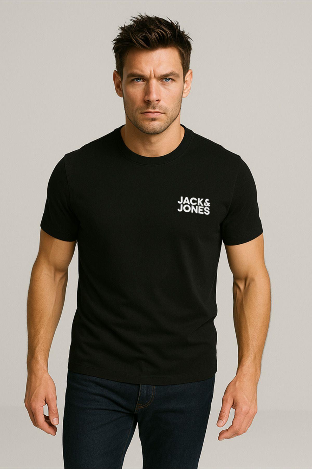 Jack & Jones Mini Logo Siyah Beyaz Erkek Baskılı T-Shirt - 12151955 - Jack & Jones - 2-12151955