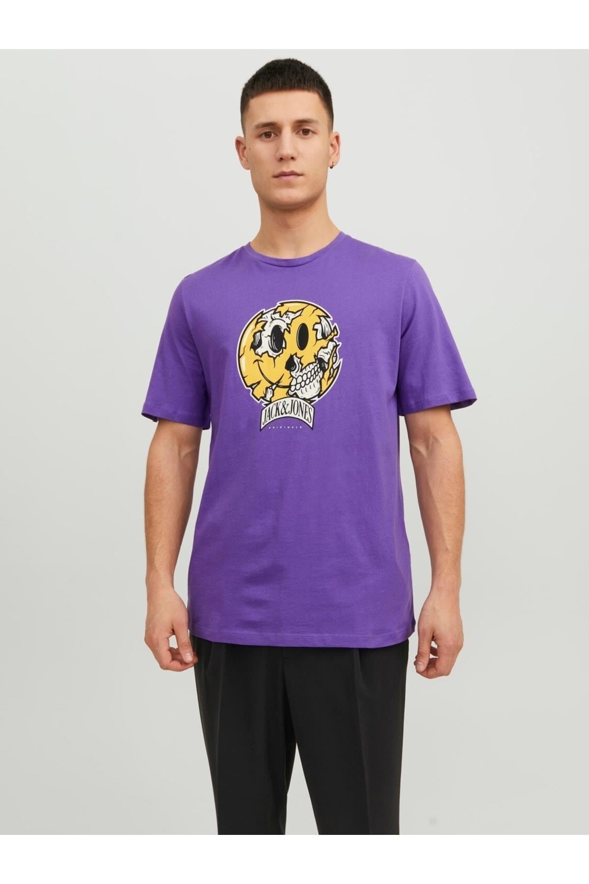 Jack & Jones Mor Erkek Smile Kuru Kafa T-shirt - 12232656 - Jack & Jones - TYC00752384317