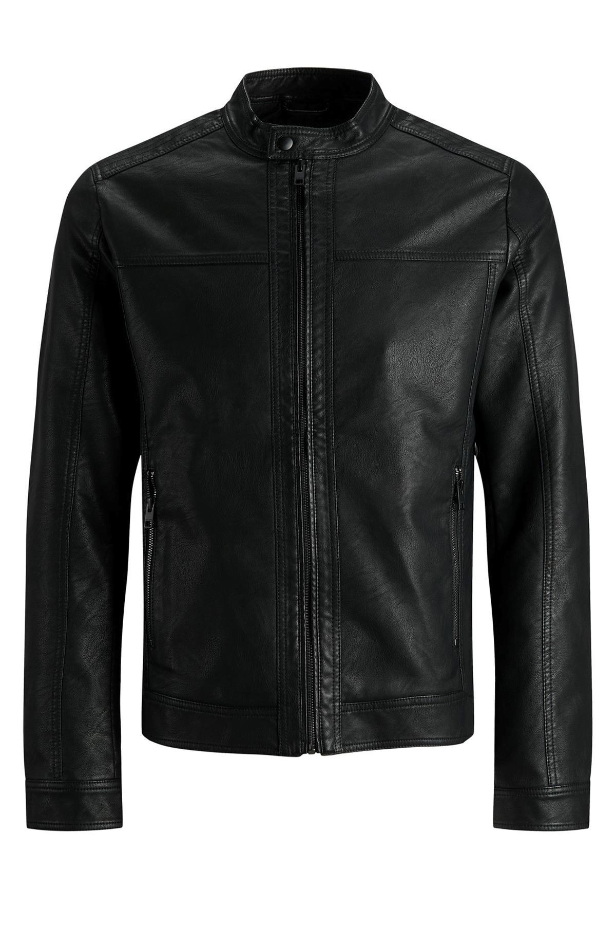 Jack & Jones Siyah Deri Ceket - 12182461 - Jack & Jones - 12182461