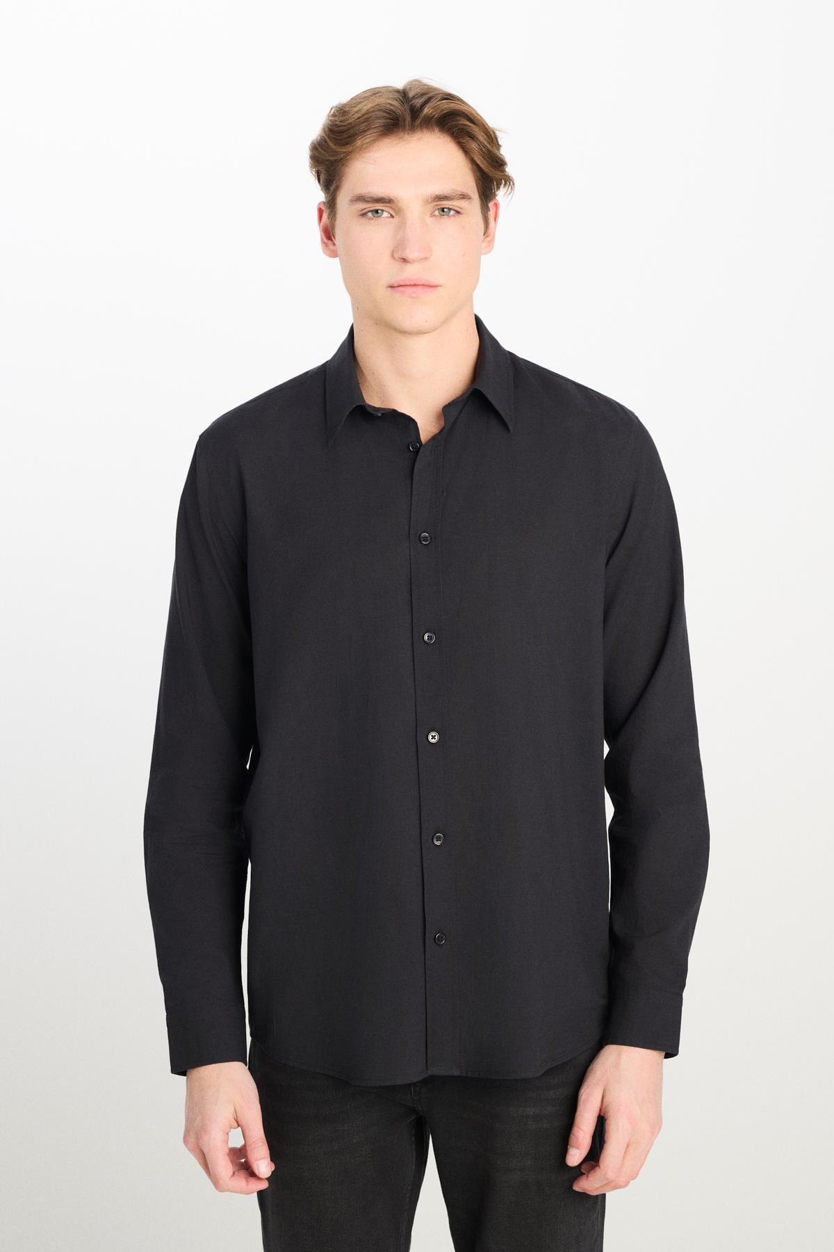 Lee Erkek 100% Pamuk Regular Fit Uzun Kollu Siyah Gömlek - L2510557001 - Lee - L2510557001