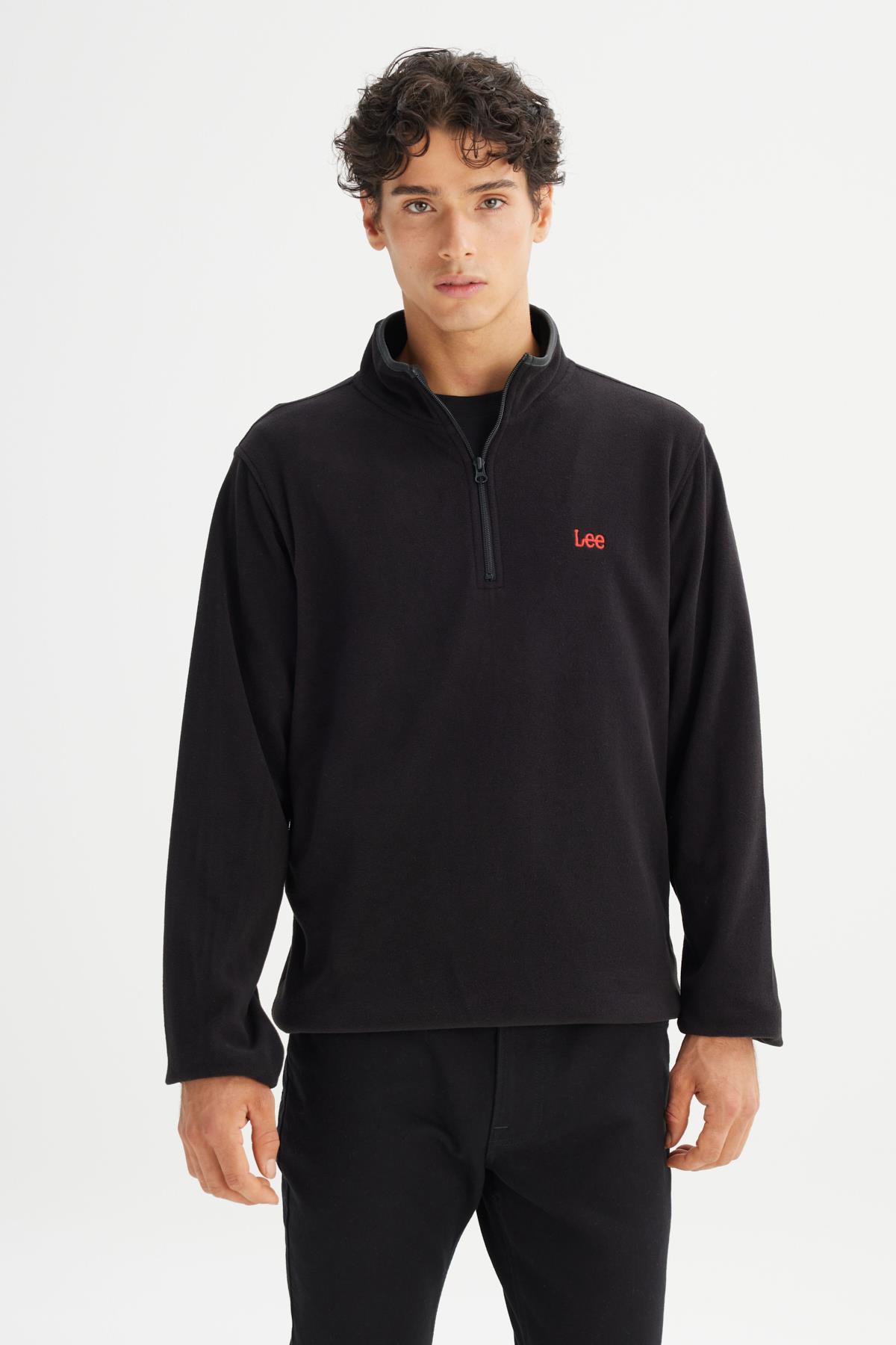 Lee Erkek Dik Yaka Fermuarlı Siyah Polar - L212208001 - Lee - L212208