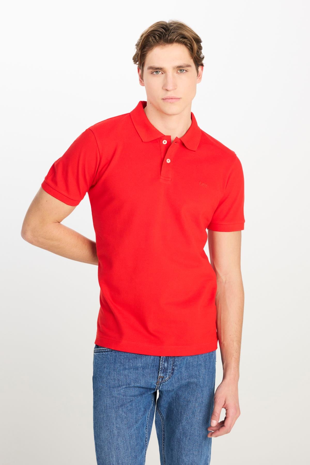 Lee Erkek Regular Fit %100 Pamuk Polo Yaka Kırmızı T-Shirt - L211810512 - Lee - L211810512