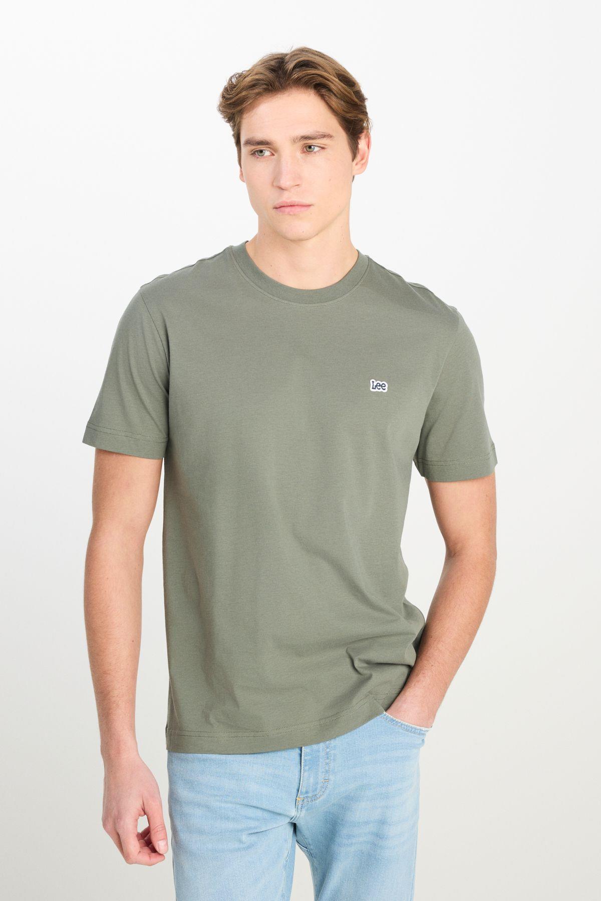 Lee Erkek Regular Fit Bisiklet Yaka Pamuklu Haki T-Shirt - L60UFQ801 - Lee - L60UFQ801