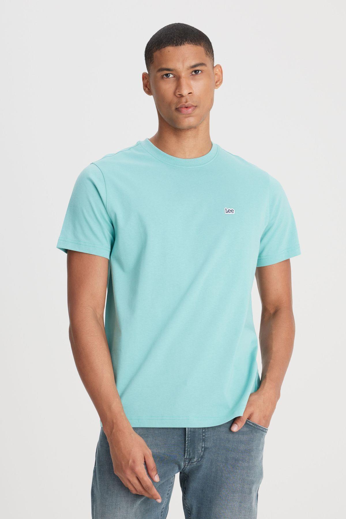 Lee Regular Fit %100 Pamuk Bisiklet Yaka Açık Mavi T-Shirt - L60UFQ41 - Lee - L60UFQ41