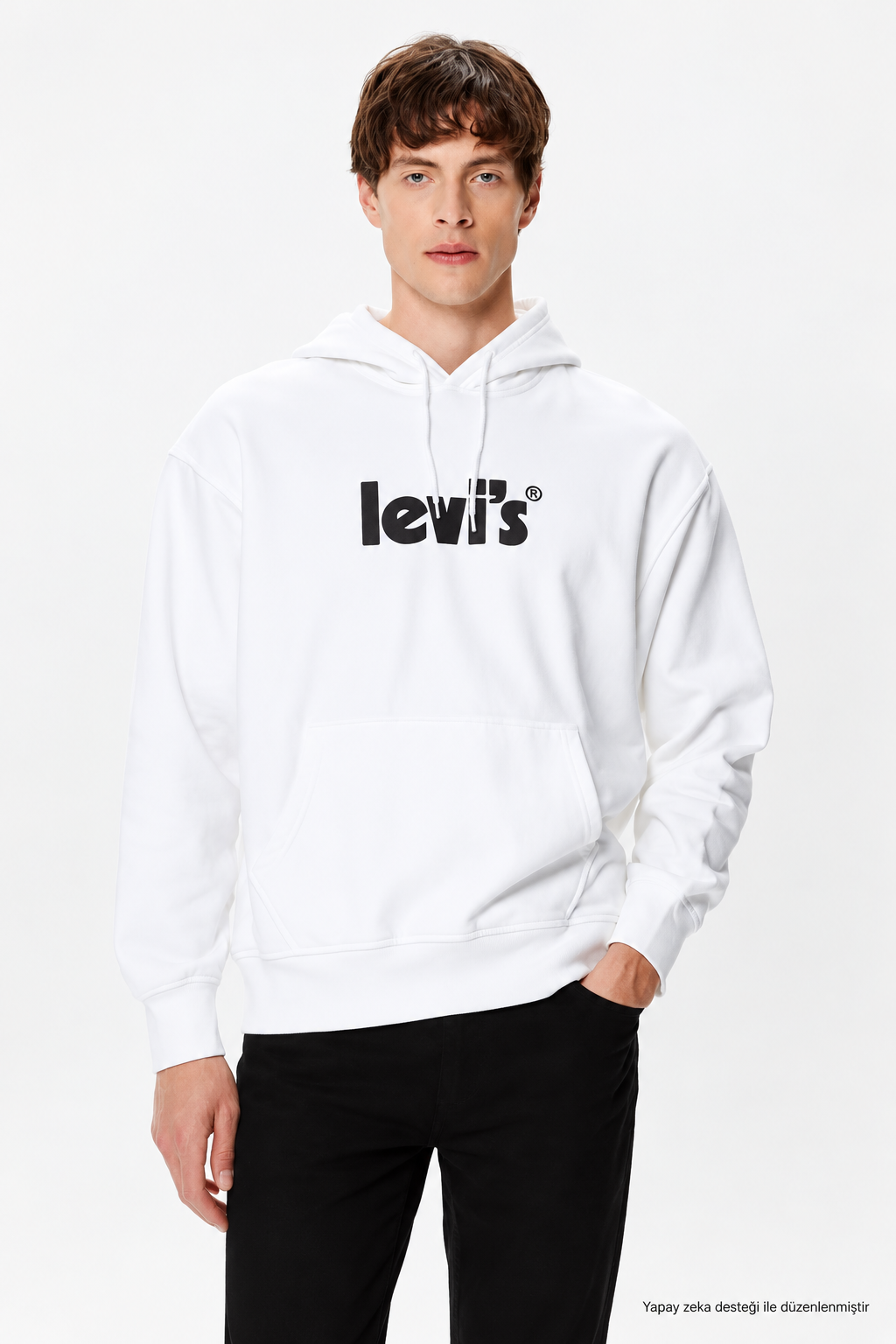 Levi's Erkek Beyaz Kapüşonlu Sweatshirt - A2639-0002 - Levi's - A2639-0002