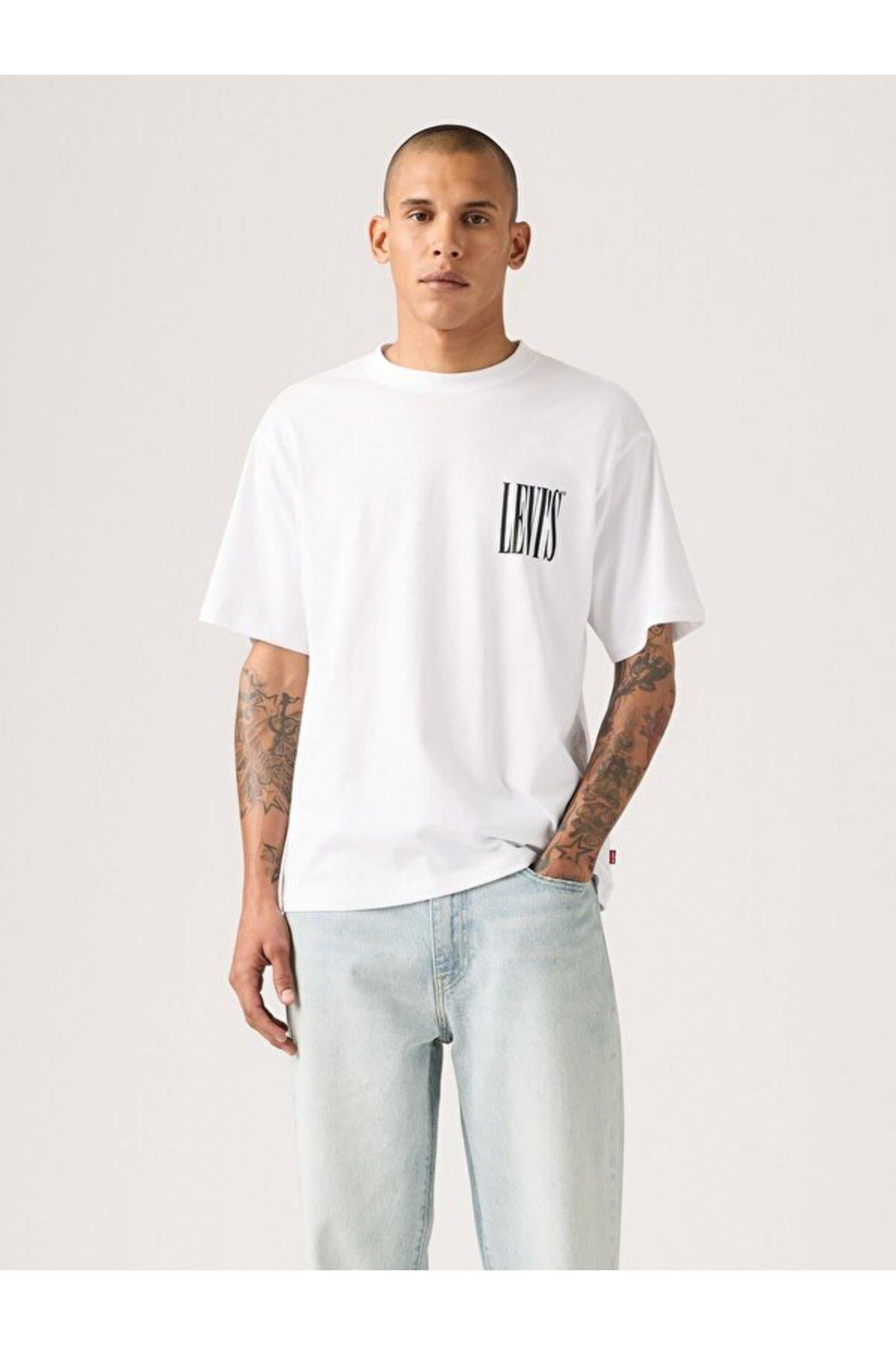 Levi's Erkek Bisiklet Yaka Sırt Baskılı Beyaz T-Shirt - A9440-0017 - Levi's - A944000170