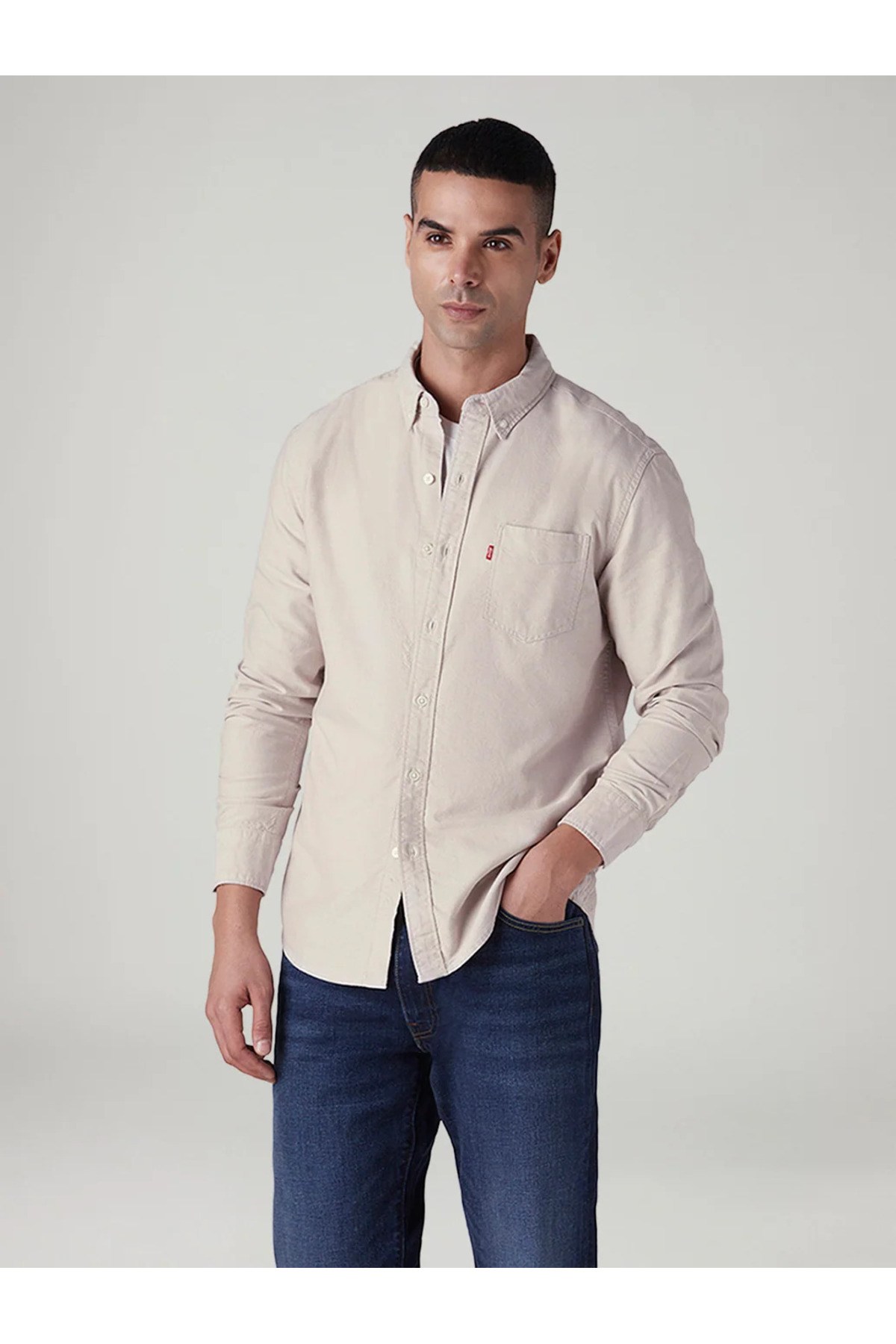 Levi's Erkek Dar Kesim Oxford Bej Cepli Gömlek 004JH-0078 - Levi's - 004JH-0078