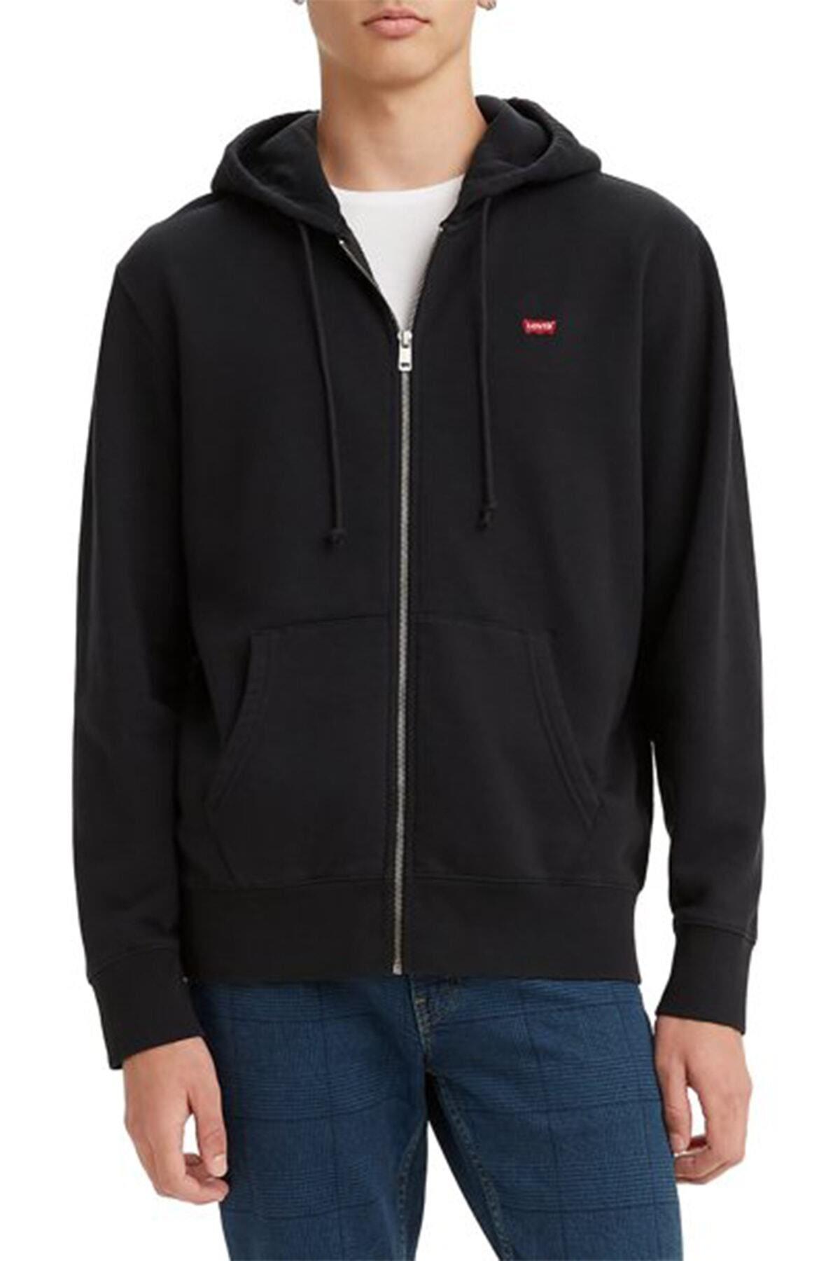 Levi's Erkek Fermuarlı Kapüşonlu Siyah Sweatshirt - A4915-0001 - Levi's - A4915-0001