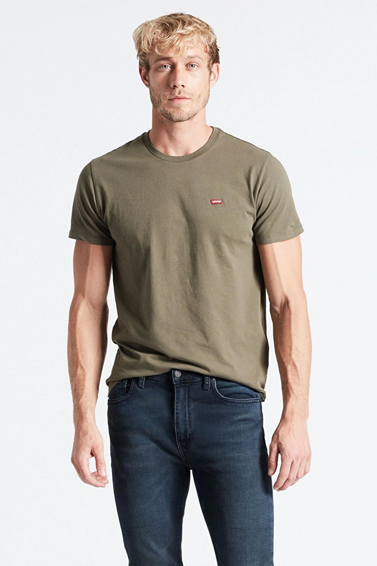 Levi's Erkek Haki Bisiklet Yaka Logolu T-shirt - 56605-0110 - Levi's - 5660501100