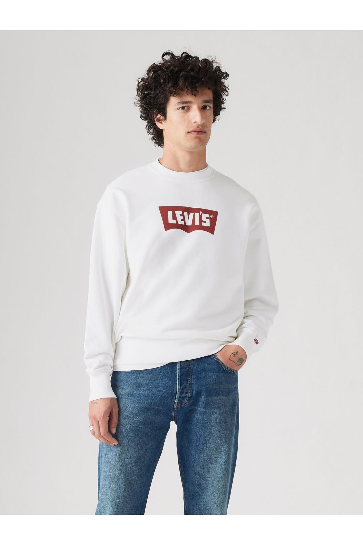 Levi's Erkek Premium Rahat Kesim Beyaz Bisiklet Yaka Sweatshirt - 003VK-0003 - Levi's - 003VK-0003