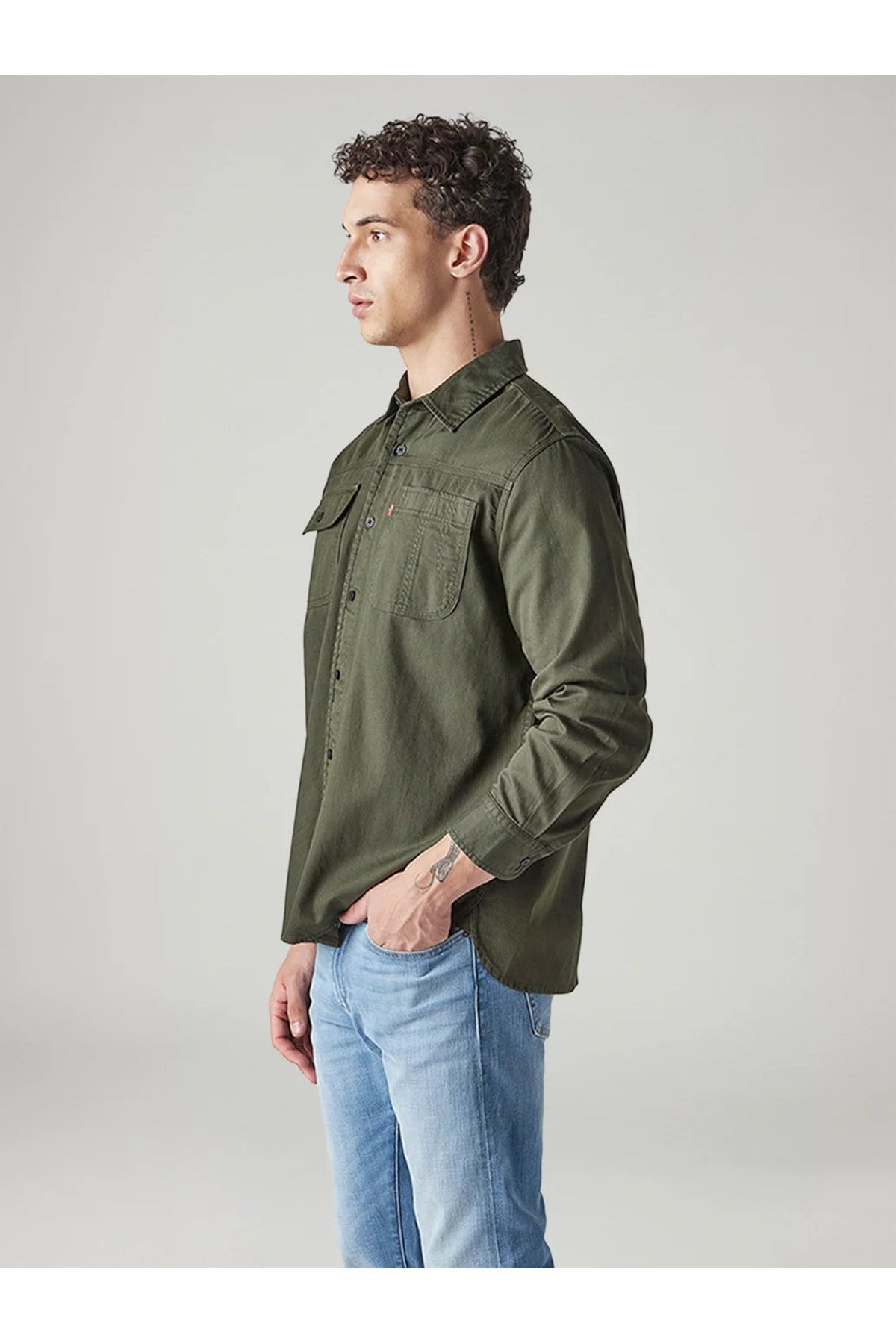 Levi's Erkek Rahat Kesim Cepli Yeşil Gömlek-0061H-0004 - Levi's - 0061H-0004-Y