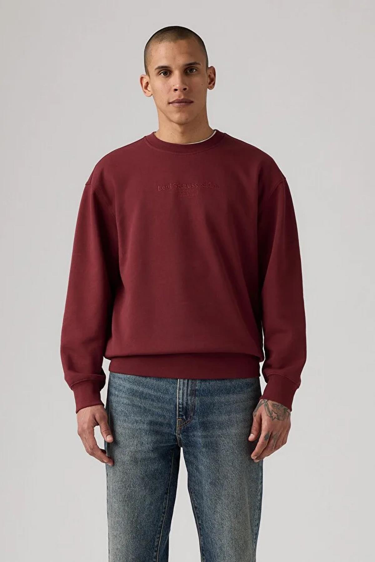 Levi's Erkek Relaxed Graphic Crewneck Bordo Sweatshirt - 38712-0385  - Levi's - 3871203850
