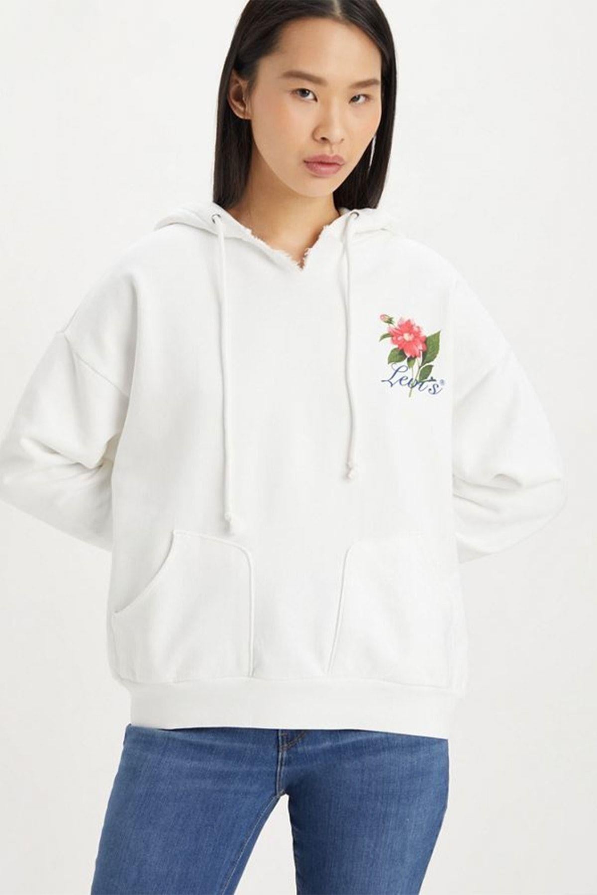 Levi's Kadın Beyaz Kapüşonlu Sweatshirt A4933-0000 - Levi's - A4933-0000